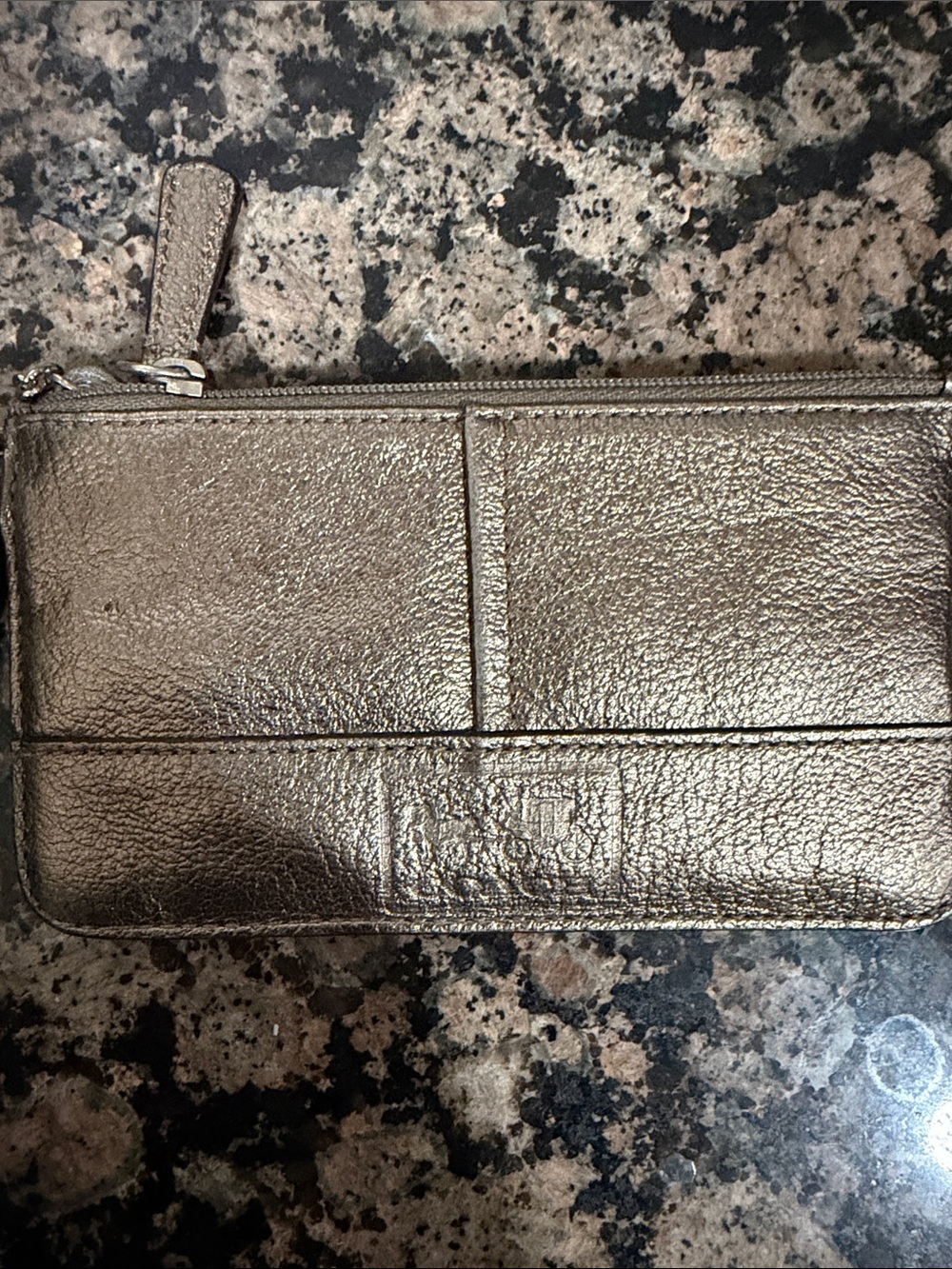 Coach Metallic Leather Zip Wallet - Gold